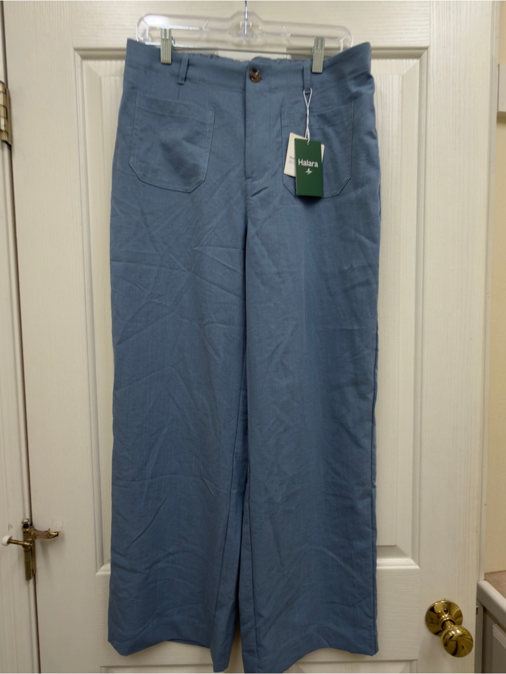 Halara High Waisted Straight Leg Casual Linen-Feel Pants with Pockets size Large